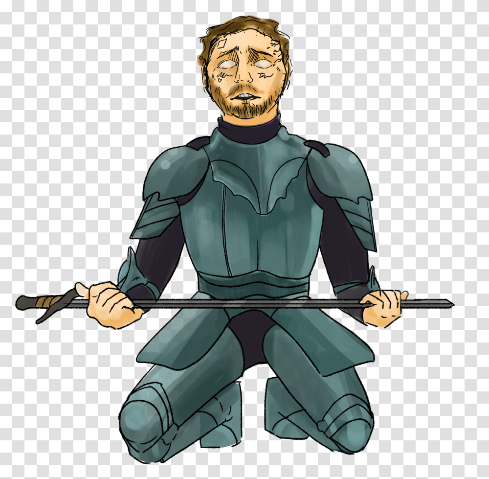 An Illustration Of Post Malone Dressed As A Knight Cartoon, Ninja, Person, Human, Hand Transparent Png