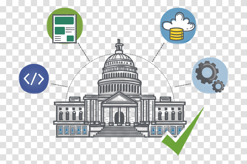 An Image Of A Government Building With Abstract Vendor Government Procurement Icon, Architecture, Dome, Tower, Urban Transparent Png