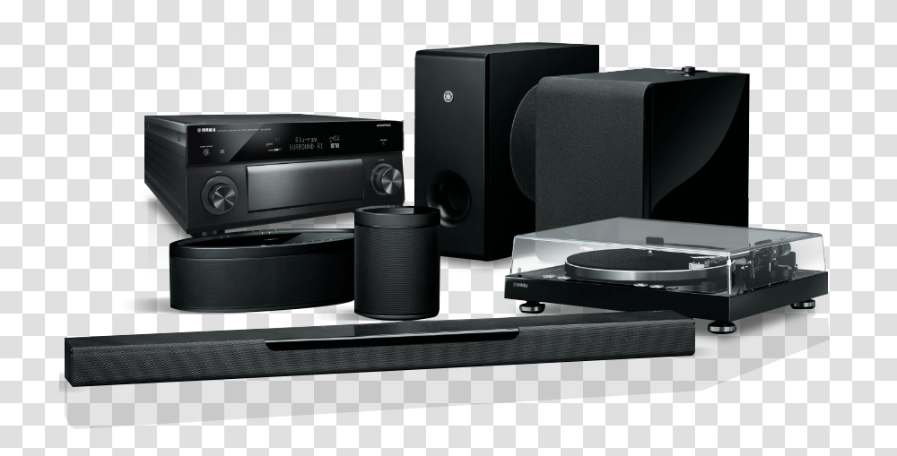 An Image Of Different Yamaha Music Electronics Products Yamaha Musiccast, Speaker, Audio Speaker, Stereo, Home Theater Transparent Png