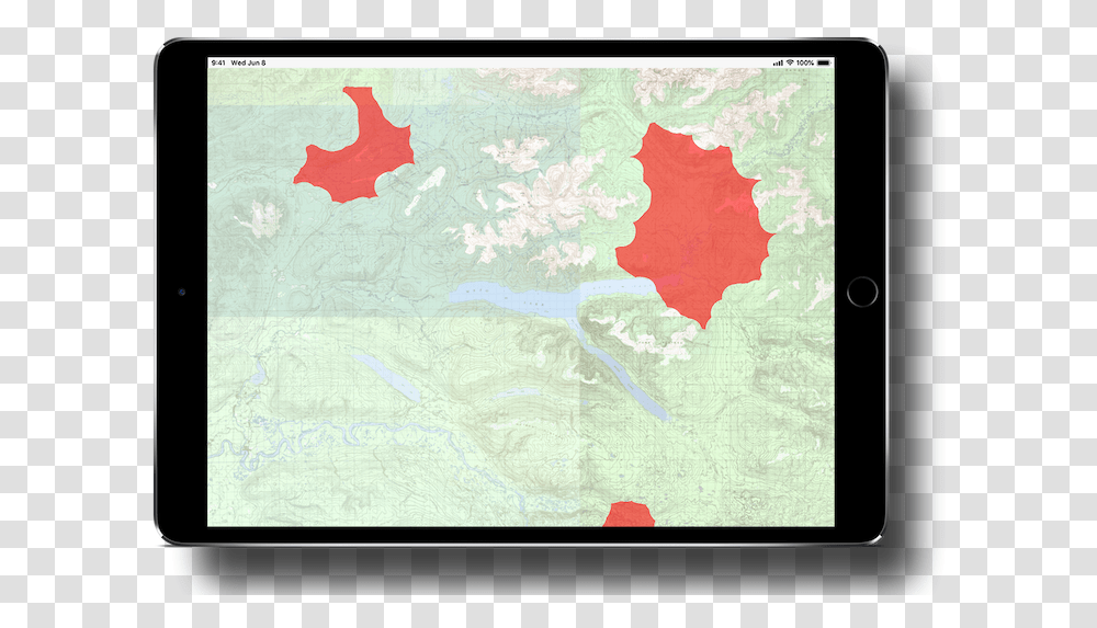 An Ipad Display Showing The Current Wildfires Overlay Atlas, Map, Diagram, Plot, Rug Transparent Png