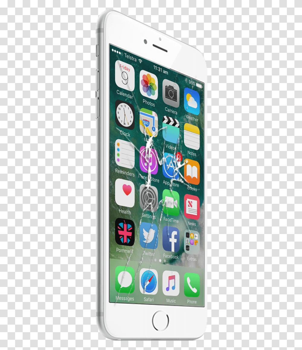 An Iphone 6 With Smashed Screen Iphone, Mobile Phone, Electronics, Cell Phone, Clock Tower Transparent Png