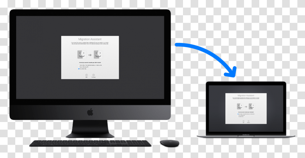 An Old Imac Displaying The Migration Assistant Screen Macbook Air, Monitor, Electronics, Computer, LCD Screen Transparent Png