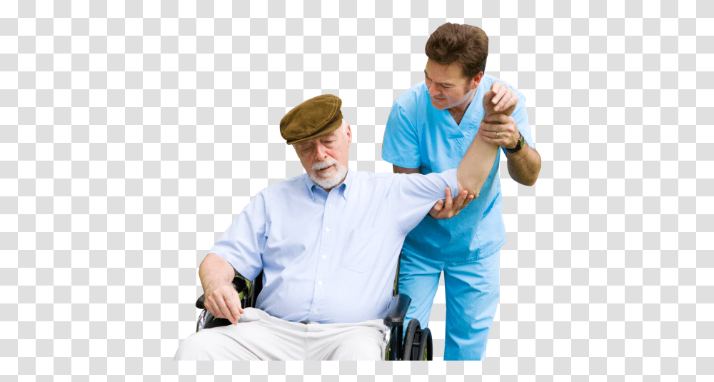 An Old Man And A Nurse Having A Physical Therapy Elderly Physical Care, Chair, Furniture, Person Transparent Png