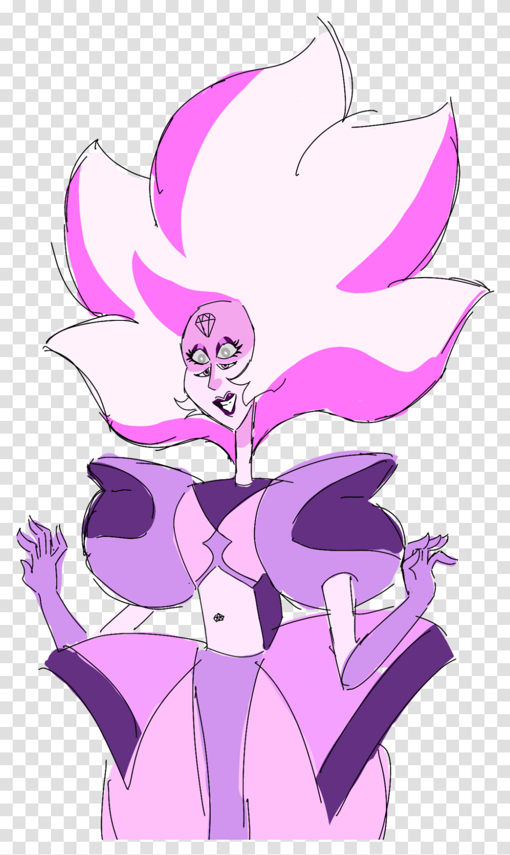 An Sketchy Sketch Of Bubblegum Diamond Inspired By Steven Universe Fusions Purple Diamond, Plant, Flower, Blossom, Orchid Transparent Png