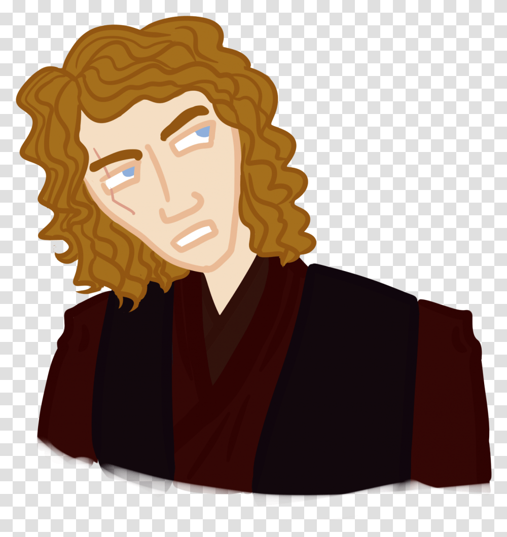 Anakin Skywalker Cartoon, Monk, Maroon, Face Transparent Png