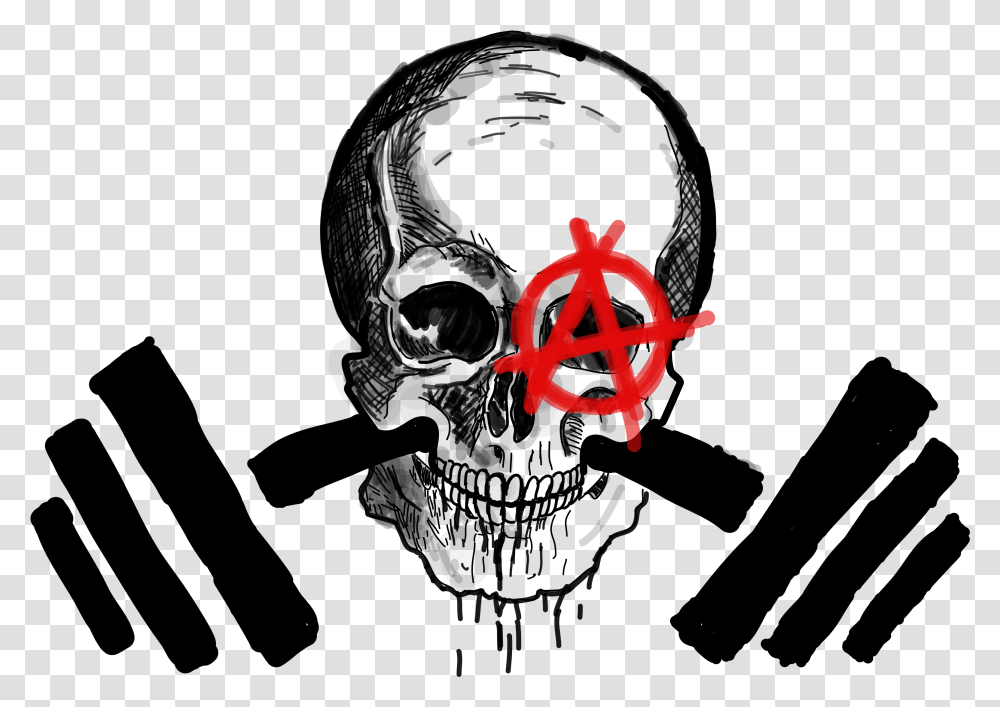 Anarchy Barbell Skull, Logo, Symbol, Trademark, Arrow Transparent Png