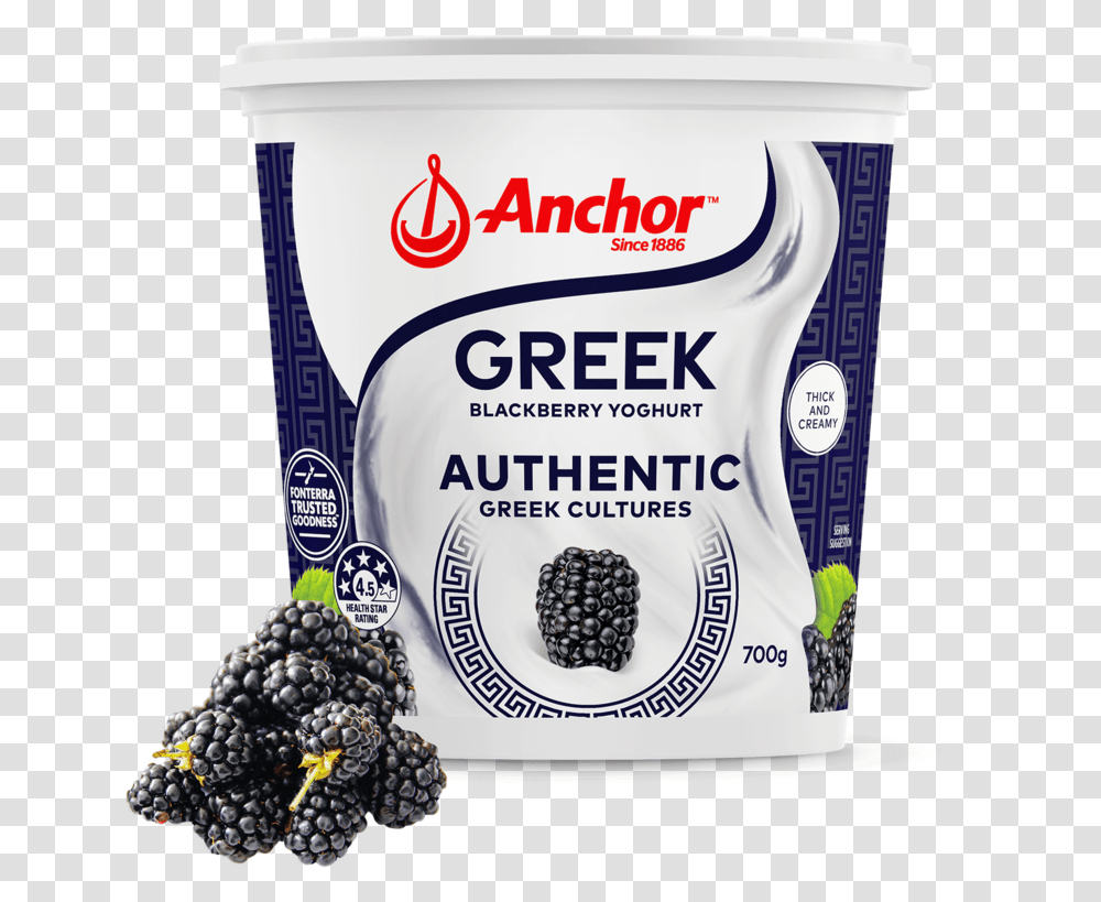 Anchor Greek Blackberry Yoghurt Anchor Greek Yoghurt, Yogurt, Dessert, Food, Plant Transparent Png
