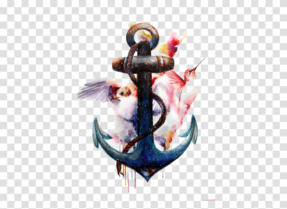 Anchor Image With Background Arts Hummingbird Anchor Tattoo, Hook, Animal Transparent Png