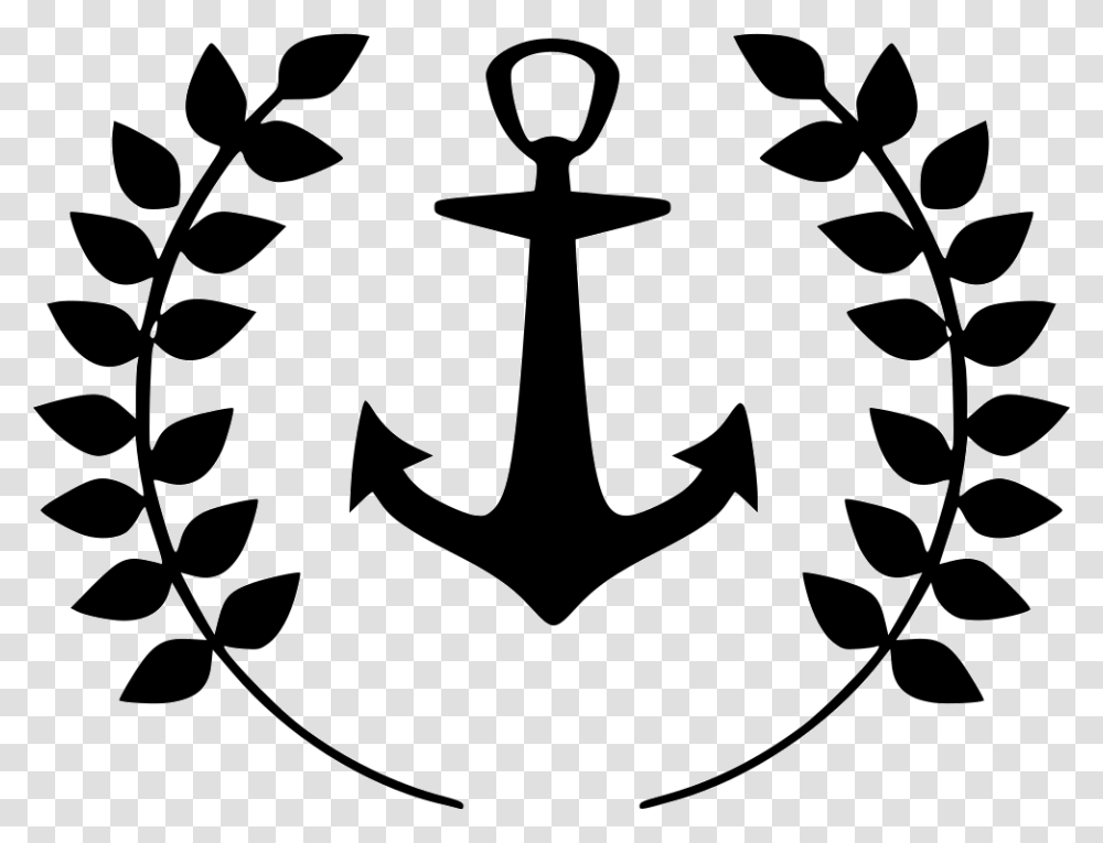 Anchor Laurels Sailor Marine Tattoo Icon Free Download, Stencil, Hook, Painting Transparent Png