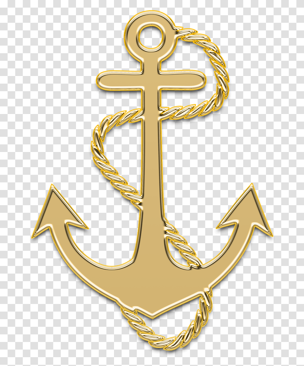 Anchor Marine Sea Gold Anchor Navy, Cross, Symbol, Hook Transparent Png