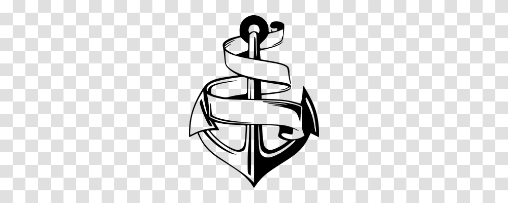 Anchor Nautical Symbol Emblem Speech Boxes And Ribbons, Gray, World Of Warcraft Transparent Png