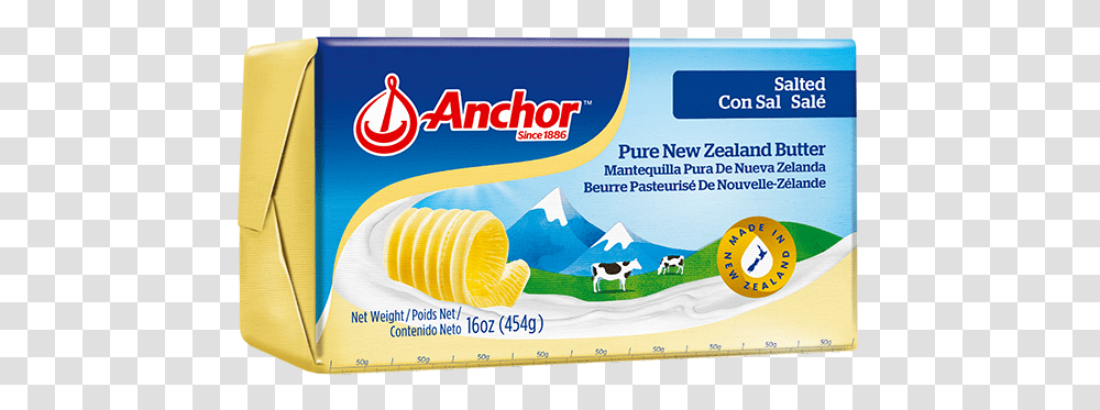 Anchor Salted Butter Anchor Butter Unsalted, Food, Label Transparent Png