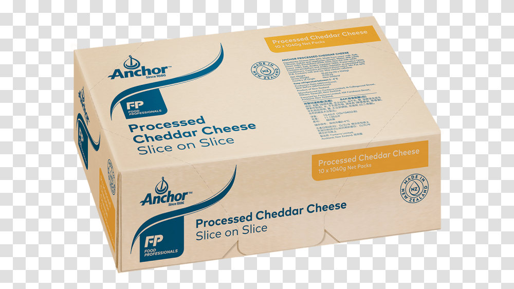 Anchor Slice On Slice Processed Cheddar Cheese Carton, Cardboard, Box, Package Delivery Transparent Png
