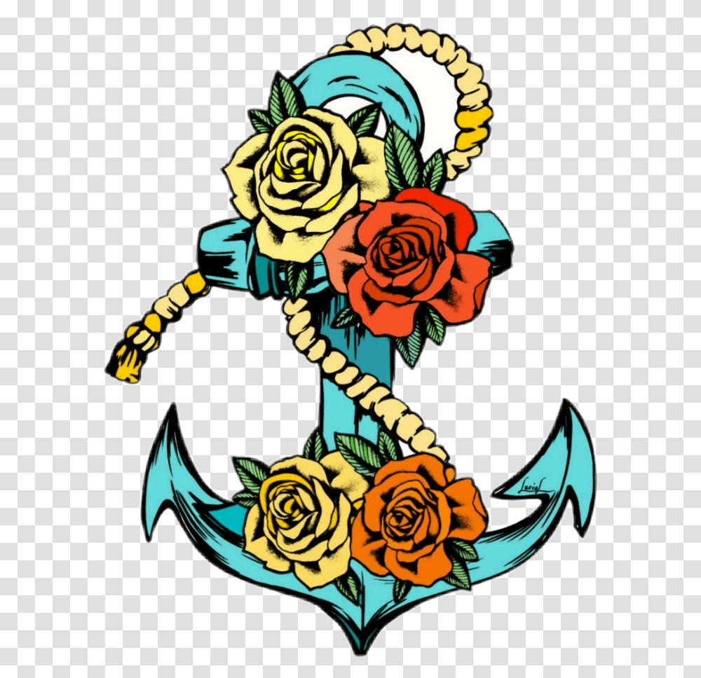 Anchor Tattoo Tattoos Ink Inkart Oldfashioned Rose Anchor Tattoo Stencil, Plant, Hook, Flower, Blossom Transparent Png