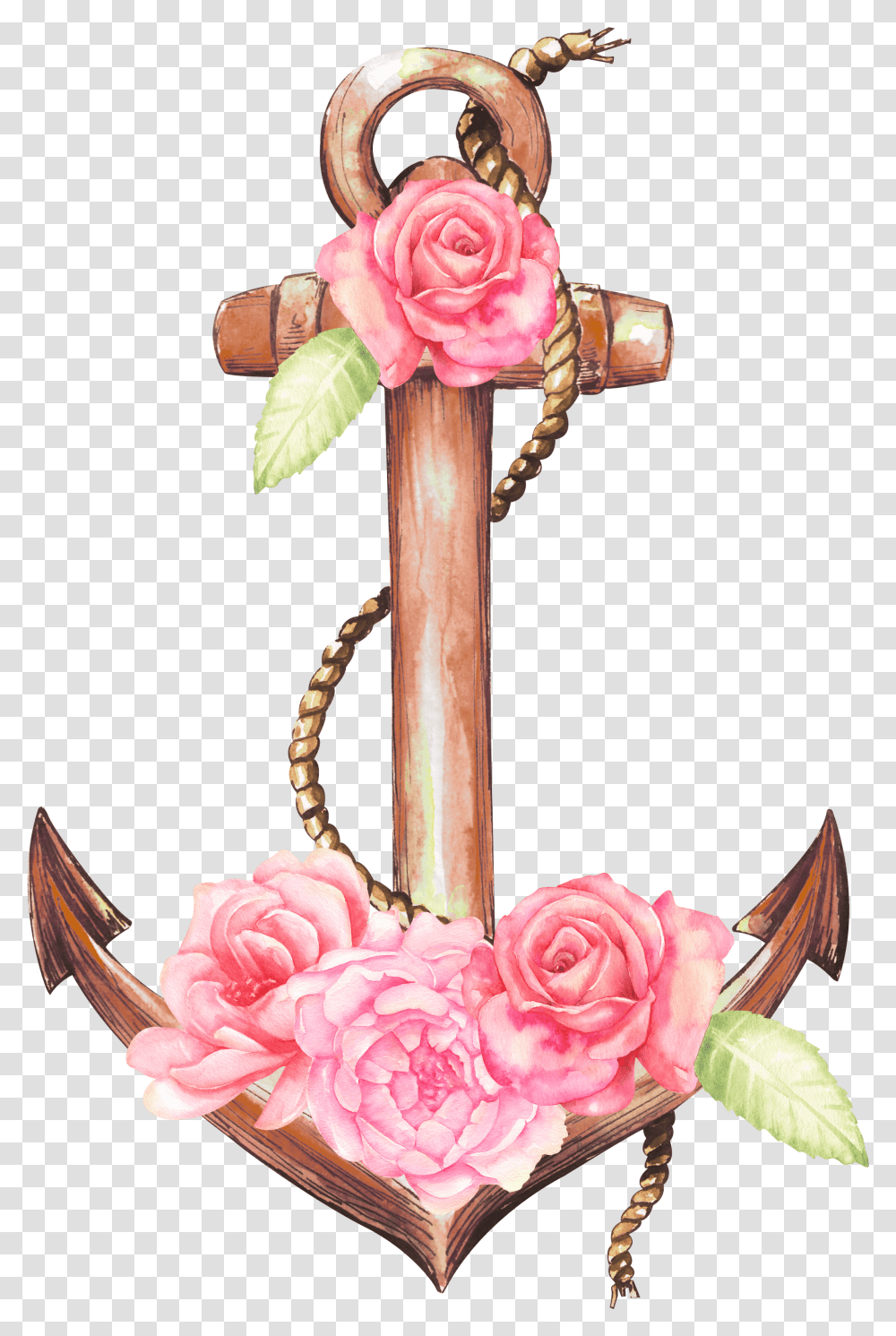 Anchor Watercolor Clipart, Plant, Rose, Flower, Blossom Transparent Png