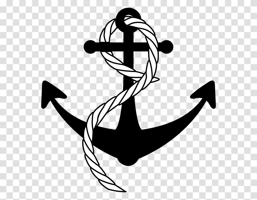 Anchor With Rope Clipart, Stencil, Emblem, Grenade Transparent Png