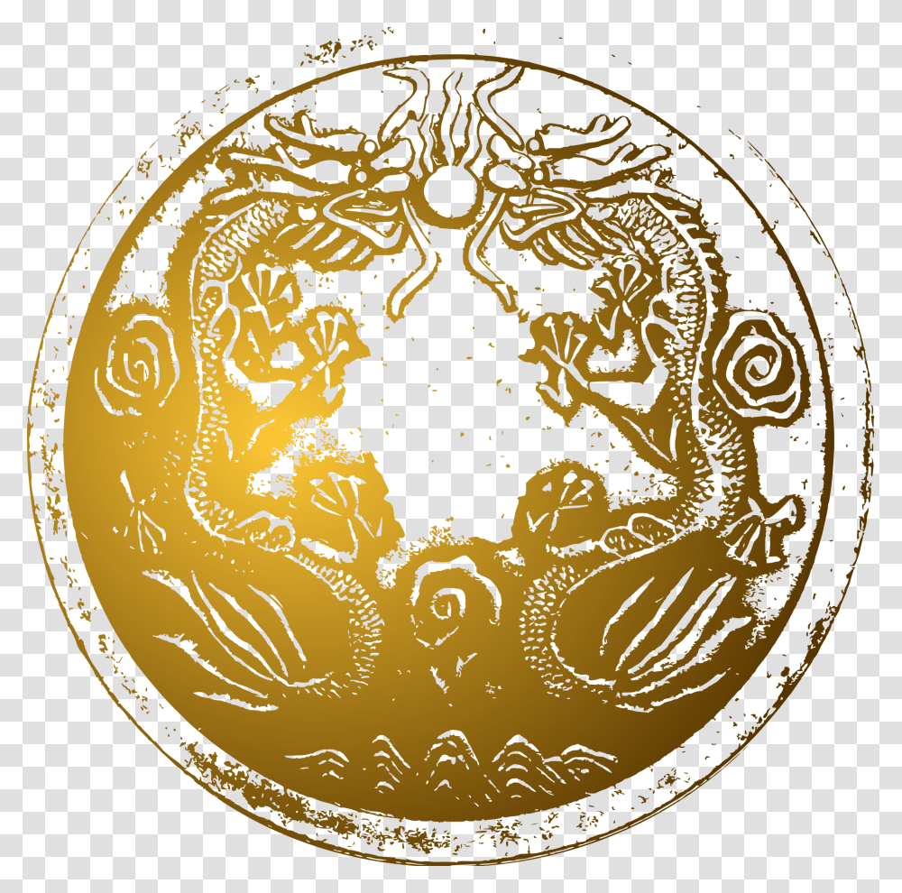 Ancient Chinese Dragons Yellow Chinese Dragon Circle, Coin, Money, Outdoors, Nature Transparent Png