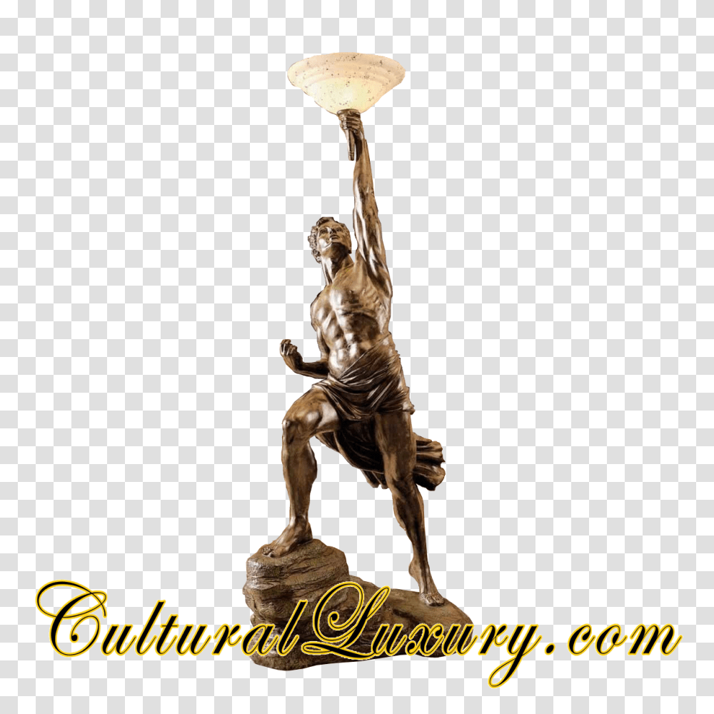 Ancient Greek Hero Prometheus Sculptural Floor Lamp, Sculpture, Statue, Bronze Transparent Png