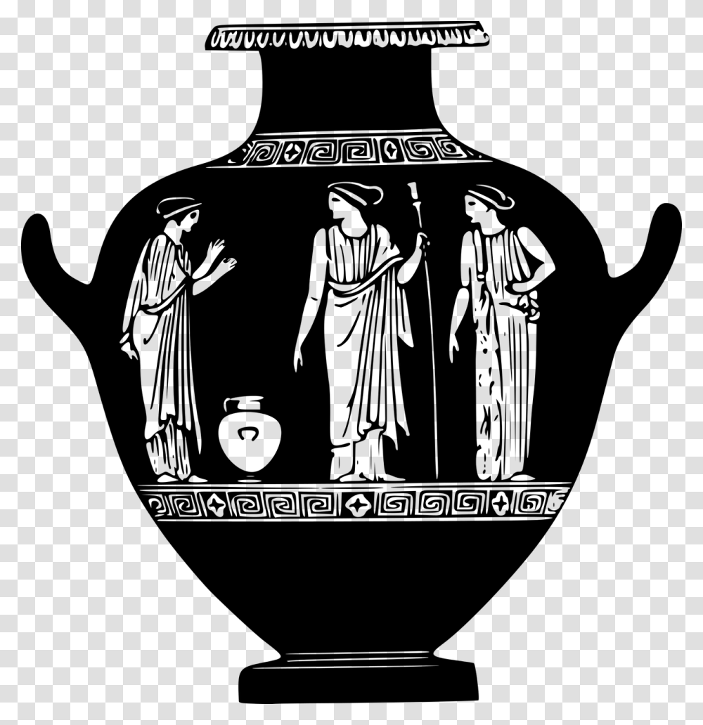 Ancient Greek Pottery Black And White, Gray, World Of Warcraft Transparent Png