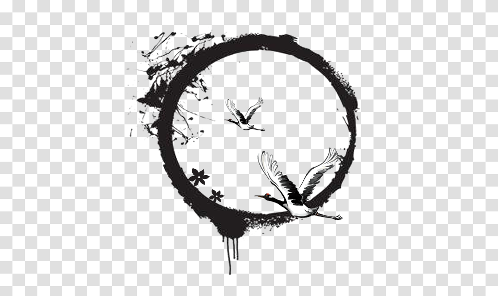 Ancient Ink Round Yuvarlak Bird Ku Aestheticedit Black Paint Circle, Emblem, Logo, Trademark Transparent Png