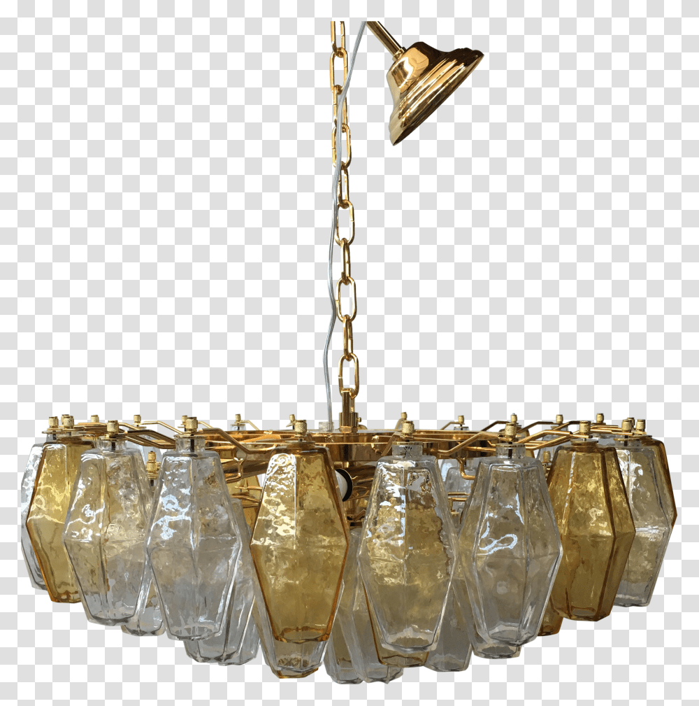 And Amber Murano Glass Poliedro Sputnik With Gold 24k Metal Frame Chandelier Chandelier Transparent Png