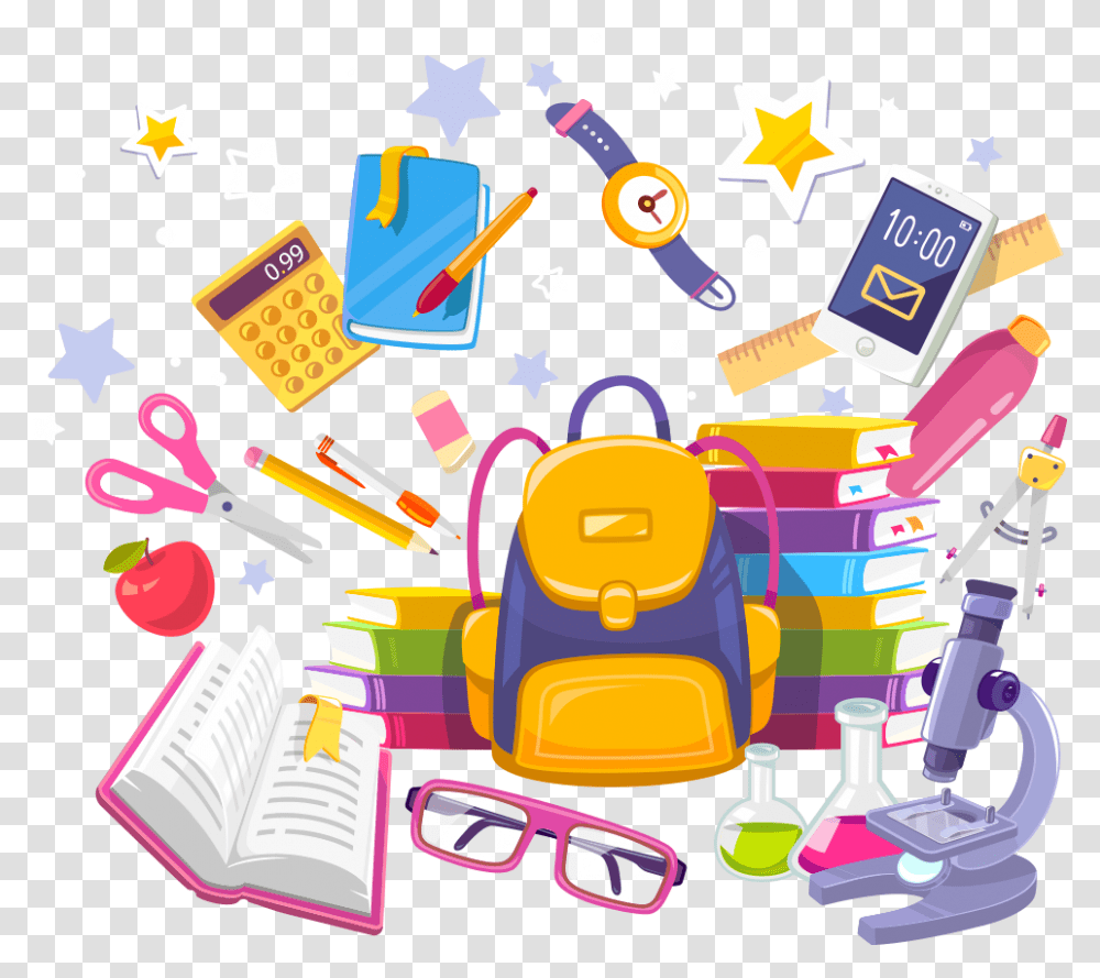 And Bags School Notebook Vector Books Illustration School Bag And Books Cartoon, Backpack, Label Transparent Png