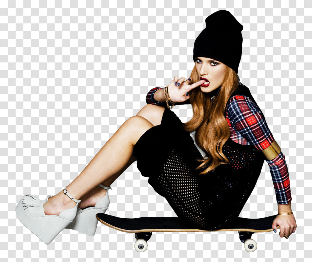 And Bella Thorne Image Latex Clothing, Person, Female, Shoe, Footwear Transparent Png
