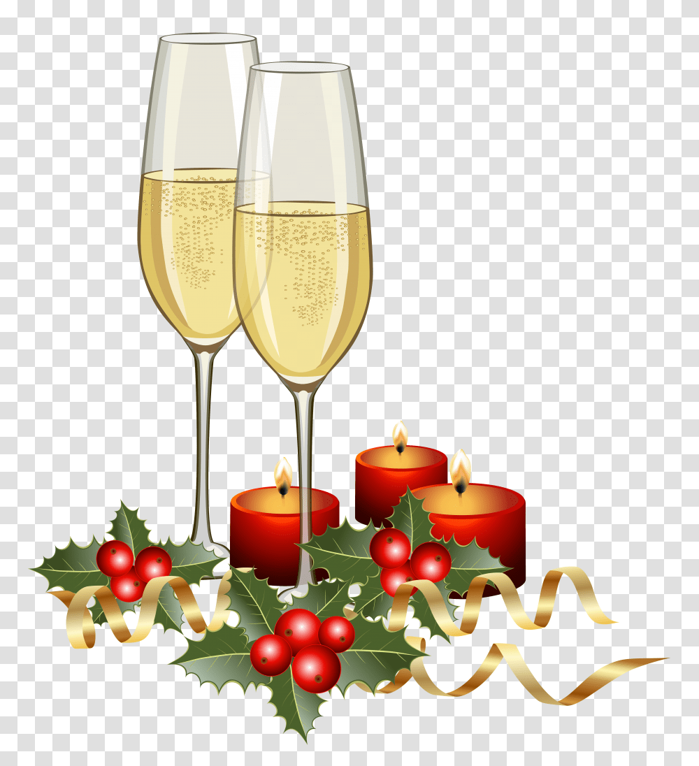 And Candles Clipart Christmas Wine Glasses Clipart Christmas Champagne Clipart, Alcohol, Beverage, Drink, Goblet Transparent Png