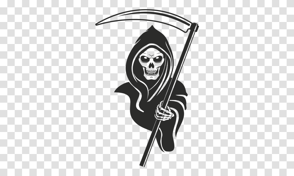 And Death Sticker T Shirt Reaper Black White Clipart, Face, Weapon, Weaponry, Stencil Transparent Png