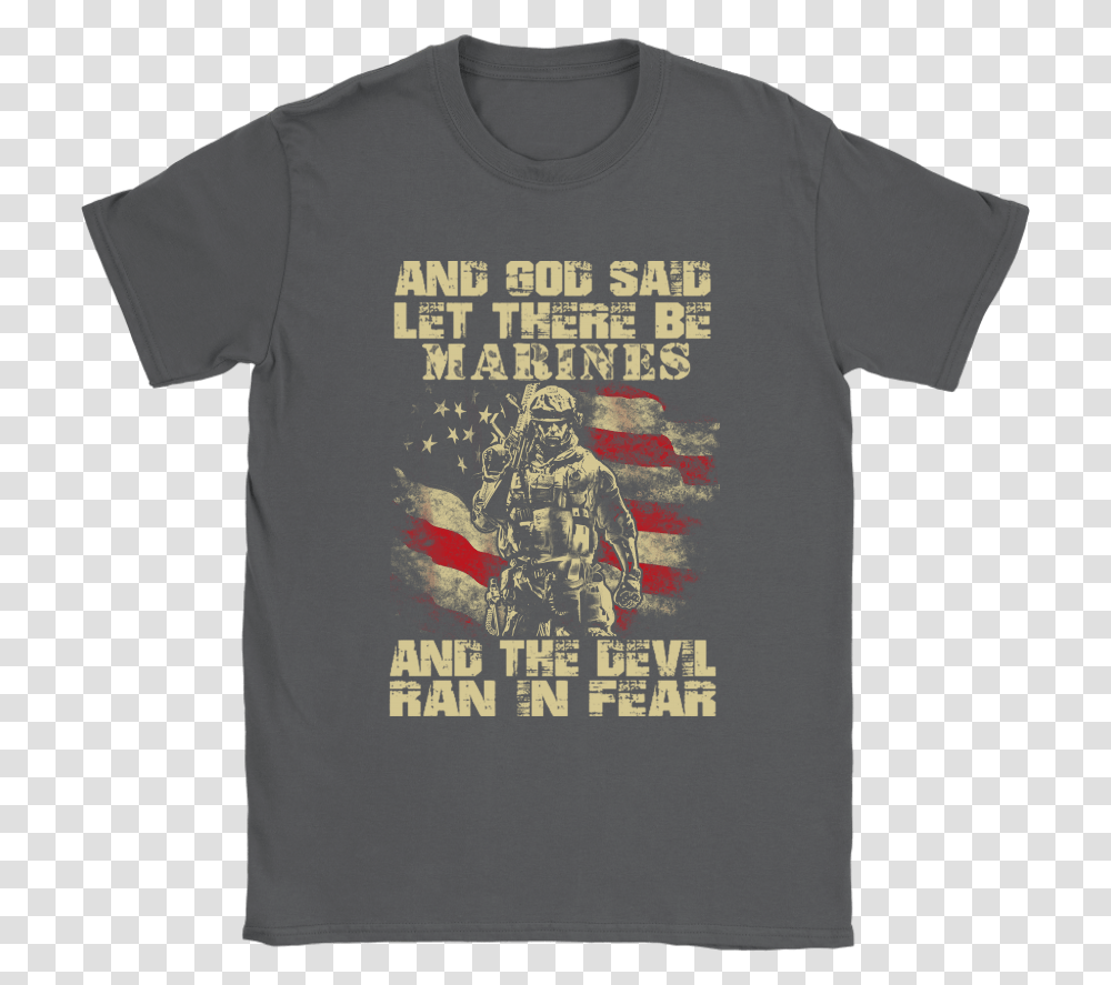 And God Said Let There Be Marines And The Devil Ran Philadelphia Eagles, Apparel, T-Shirt, Person Transparent Png