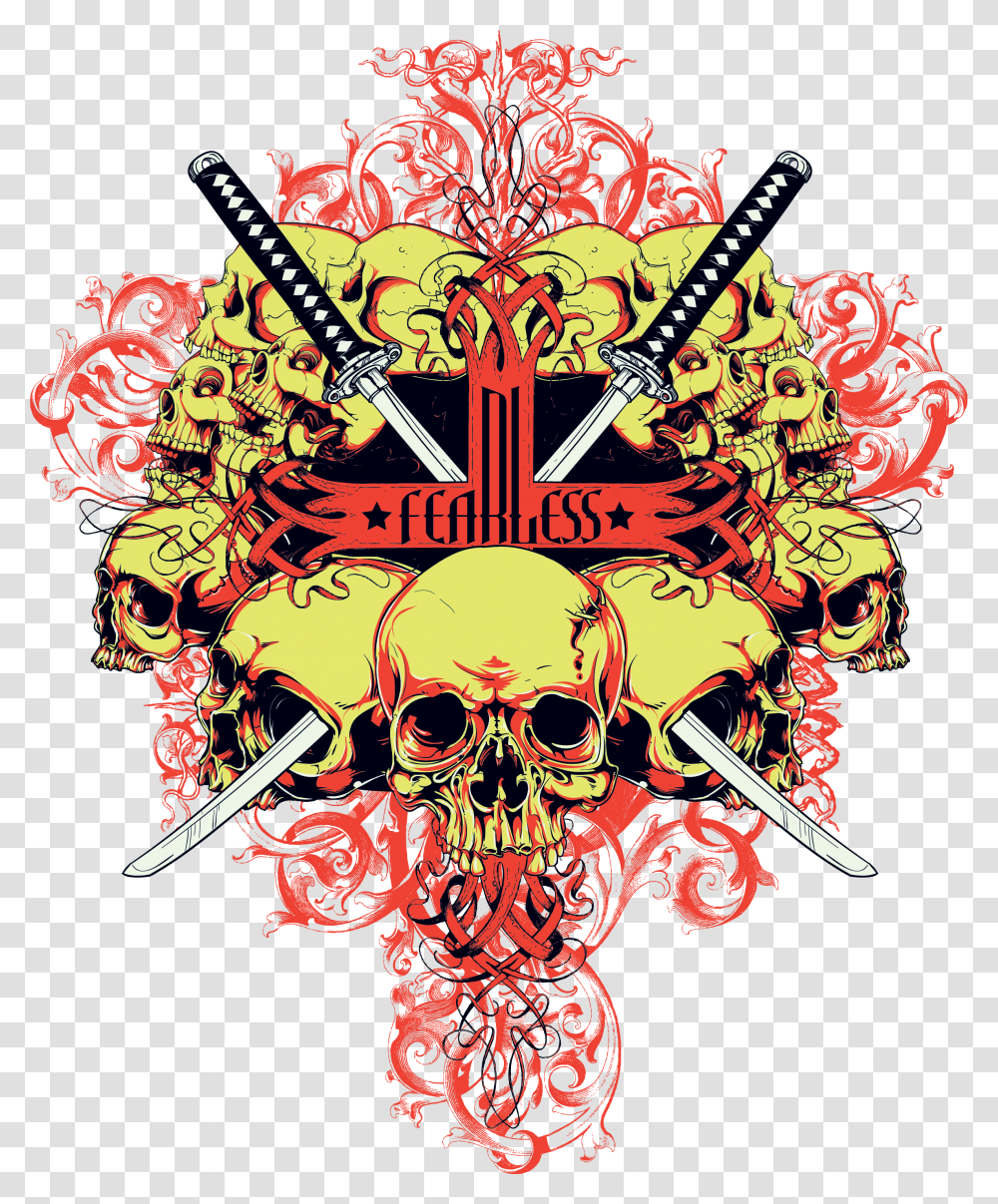 And Illustrator Skull T Shirt Sword Adobe Clipart T Shirt, Emblem, Logo Transparent Png