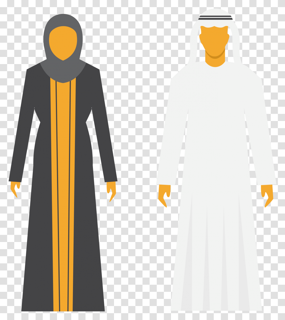 And Of Arabs Men Saudi Arabia Women Clipart Saudi Arabia Men And Women Dress, Coat, Robe, Fashion Transparent Png