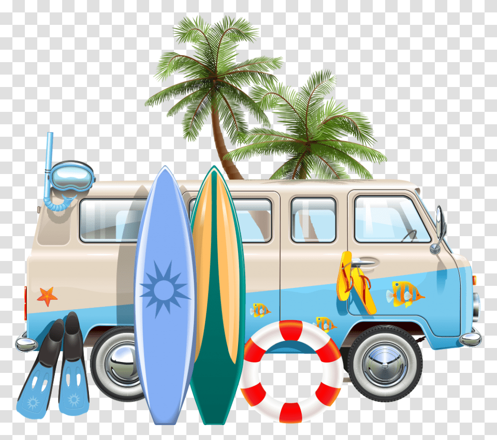 And Surfboard Car Illustration Euclidean Vector Stock Prancha De Surf, Van, Vehicle, Transportation, Minibus Transparent Png