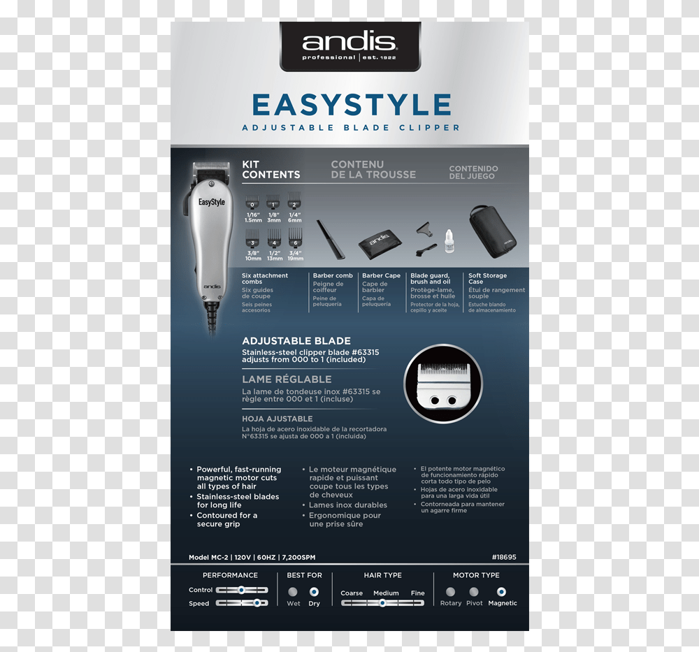 Andis Easy Style Clipper, Poster, Advertisement, Electronics, Flyer Transparent Png