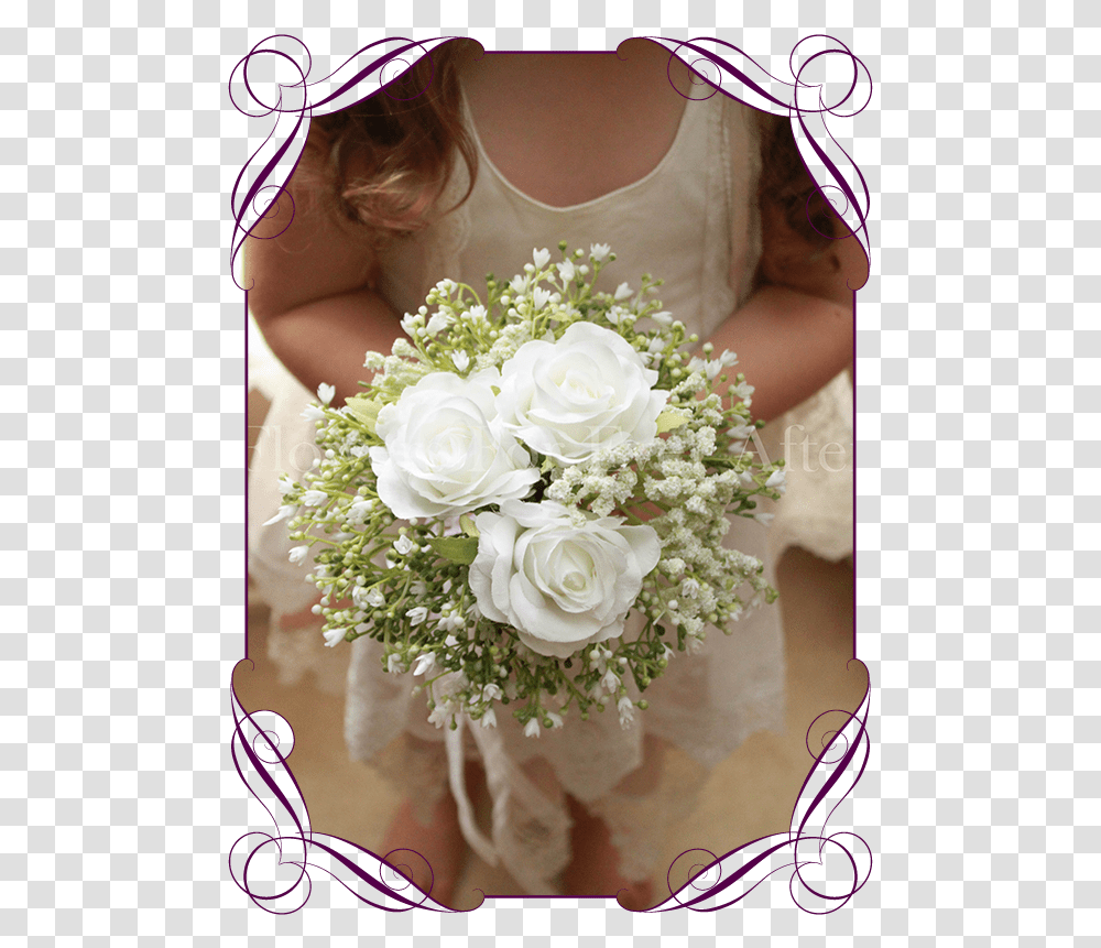 Andrea White Flower Girl Posy Gorgeous Artificial Bridal, Floral Design, Pattern, Plant Transparent Png
