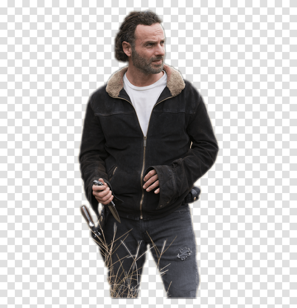 Andrew Garfield Walking Dead Rick Grimes, Jacket, Coat, Person Transparent Png