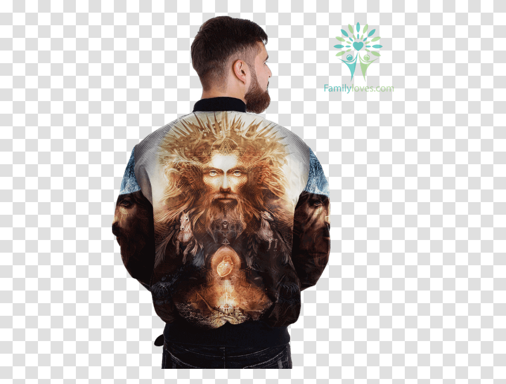 Android Jesus Over Print Jacket Tag Familyloves Marine Corps Tattoo Military Police, Skin, Person, Back, Face Transparent Png