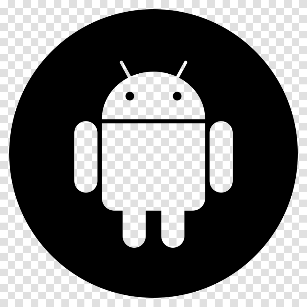 Android Os Android Logo Black Background, Hand, Stencil, Label Transparent Png