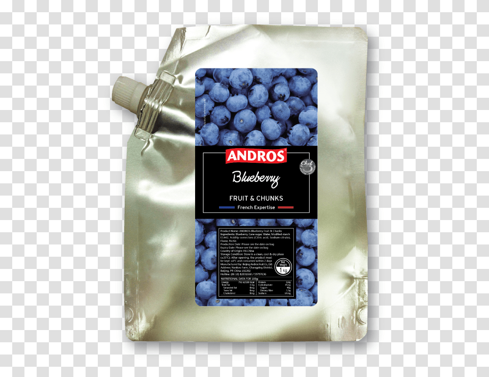 Andros Blueberry Fruit Chunks Doypack 1 Kg Andros Fruit And Chunks, Plant, Food, Raspberry, Mobile Phone Transparent Png