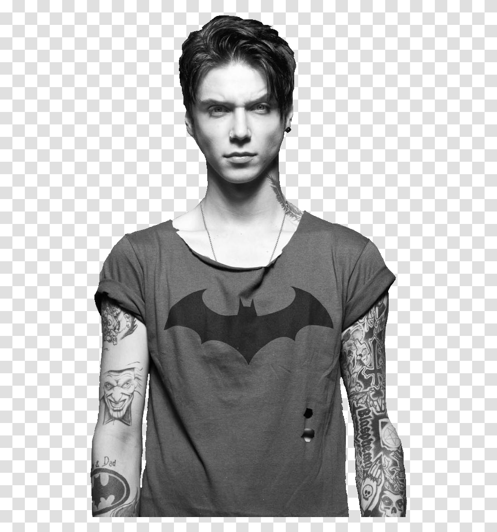 Andy Biersack Andy Black, Skin, Person, Human, Tattoo Transparent Png