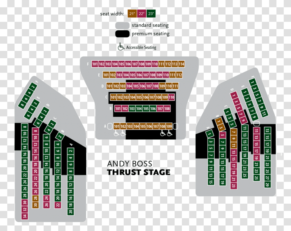 Andy Boss Thrust Stage Seating Chart With Seat Widths Graphic Design, Poster, Advertisement, Flyer, Paper Transparent Png