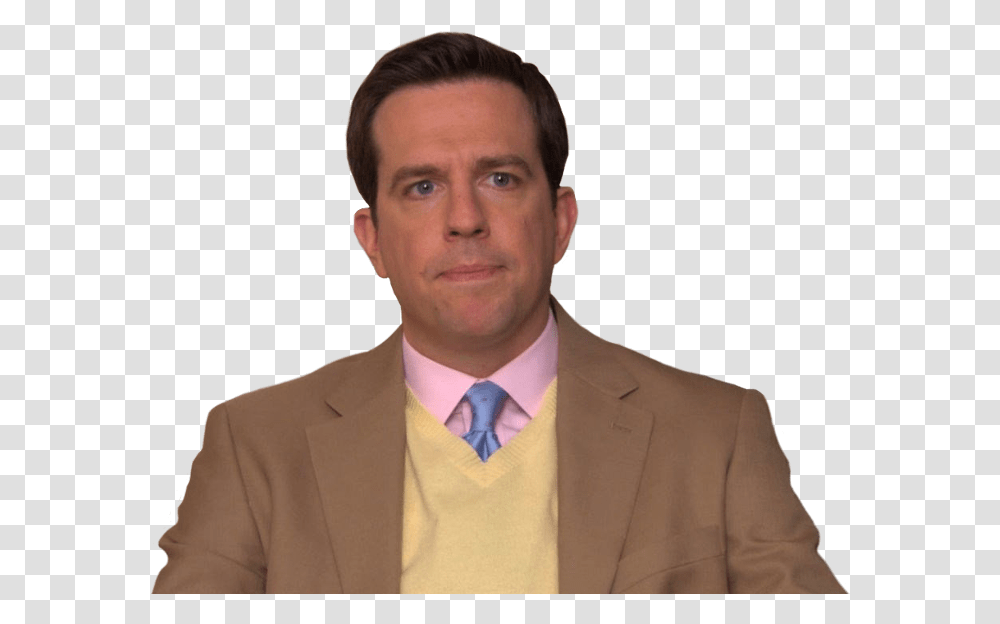 Andy Theoffice Person People Funny Show Tvshow Andy Bernard Yellow Sweater, Tie, Accessories, Suit Transparent Png