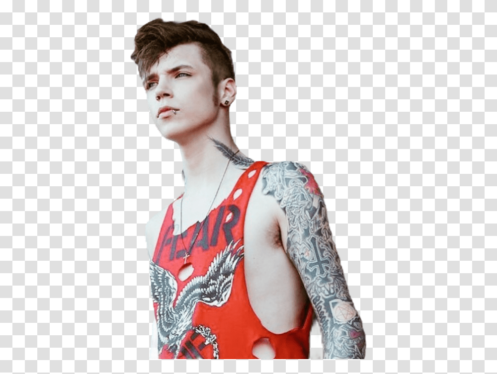 Andybiersack Andy Biersack Andyblack Andysixx Andy Black Upside Down Cross, Skin, Tattoo, Person, Human Transparent Png