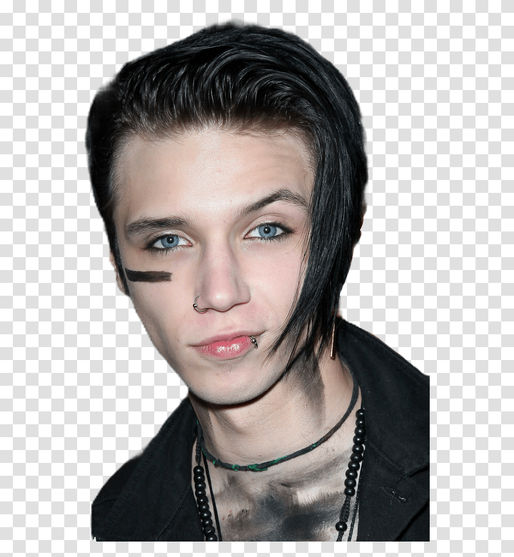 Andybiersack Andy Biersack Andyblack Remixme Remixit Andy Biersack New Haircut 2012, Face, Person, Human, Necklace Transparent Png