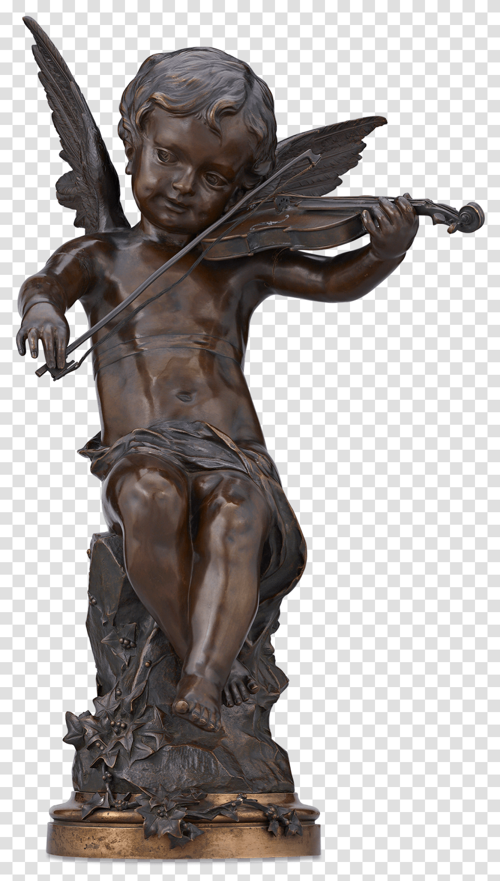 Ange Jouant Du Violin By Gaston Leroux, Bronze, Sculpture, Statue Transparent Png