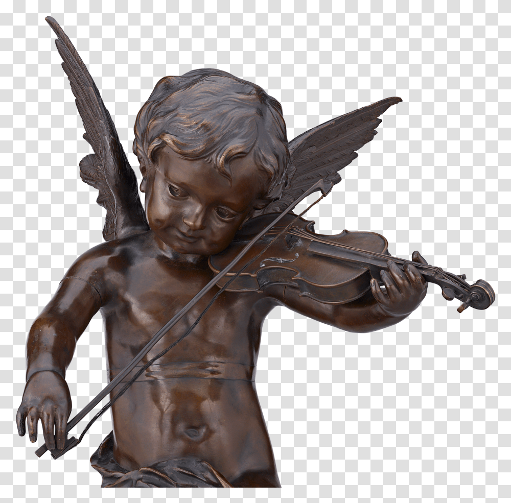 Ange Jouant Du Violin By Gaston Leroux Statue, Bronze, Sculpture, Person Transparent Png