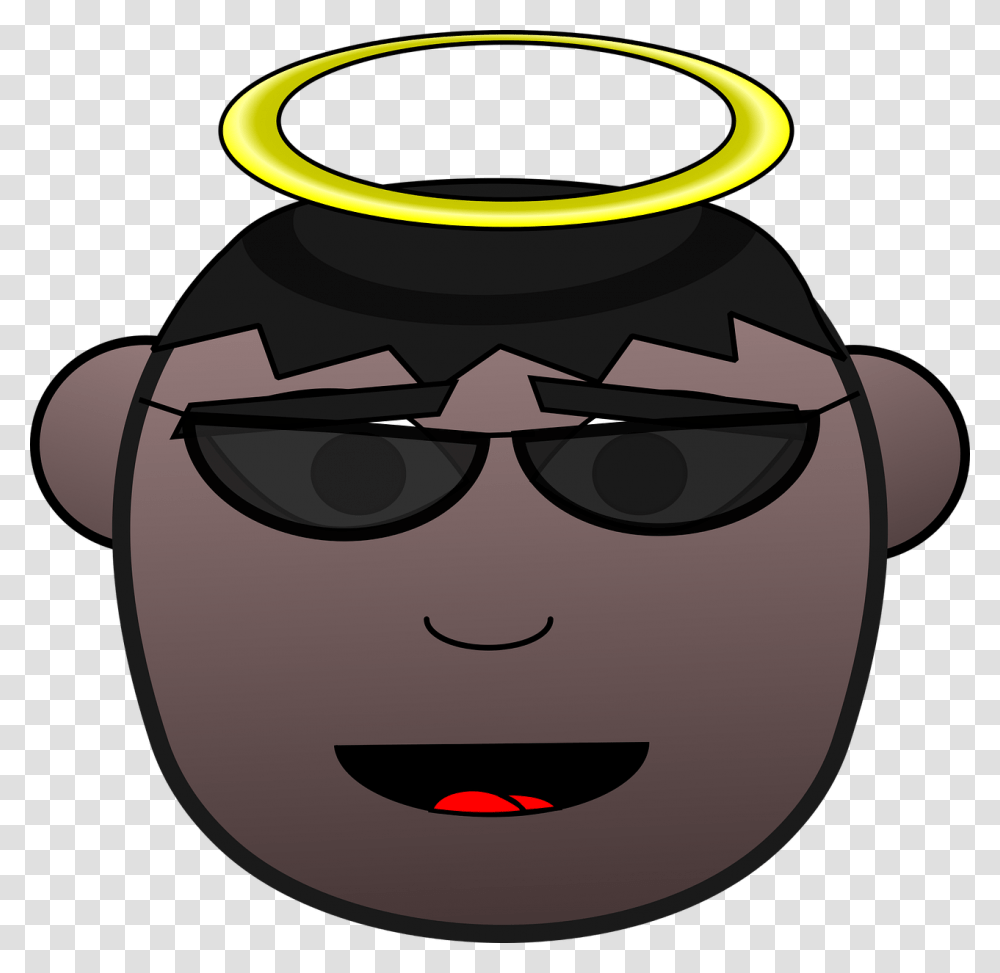 Angel African American Cool Sunglasses Clip Art Angel Wearing Sunglasses, Label, Face, Head Transparent Png