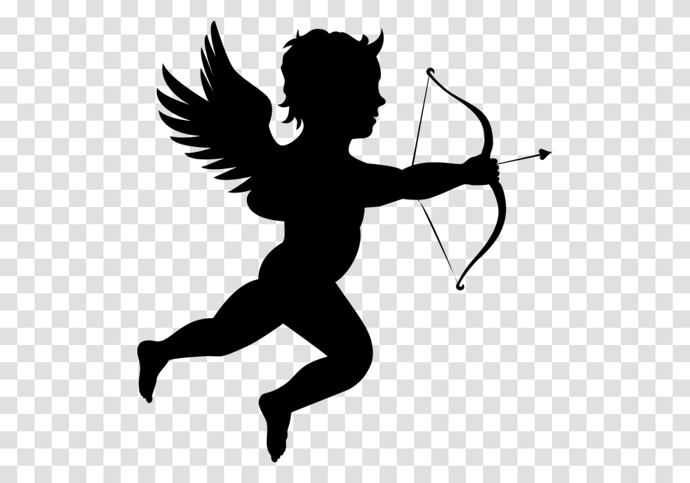 Angel Arrow Bow Cartoon Cherub Chubby Cupid Cupid Silhouette, Gray, World Of Warcraft Transparent Png