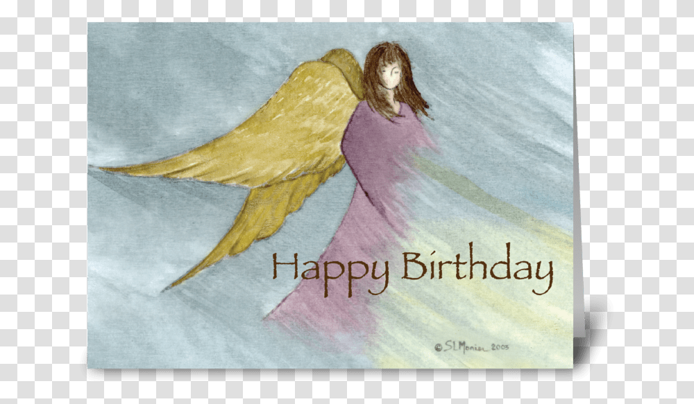 Angel Birthday Blue Greeting Card Birthday Pic With Angel, Bird, Animal, Person Transparent Png
