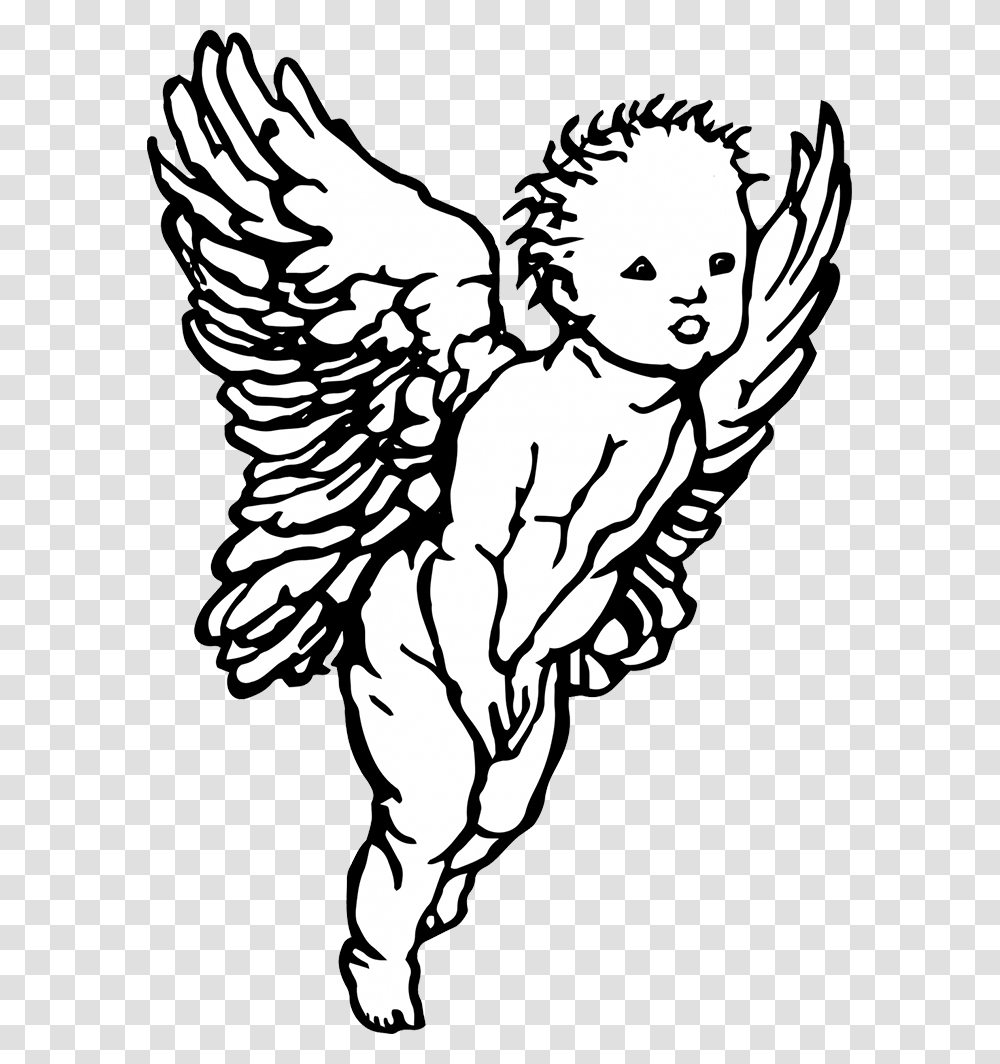 Angel Black And White Black And White Angel, Cupid, Archangel Transparent Png